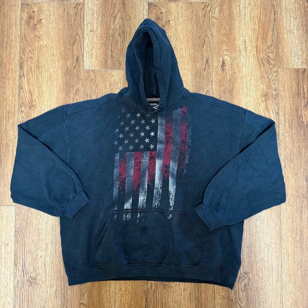 Grunt Style Mens XXL Hoodie Black American Flag Patriotic Avenge Me Pullover‎